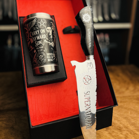 Kit Presente Supernatural - Faca + Copo Térmico - Gravação a Laser 360°