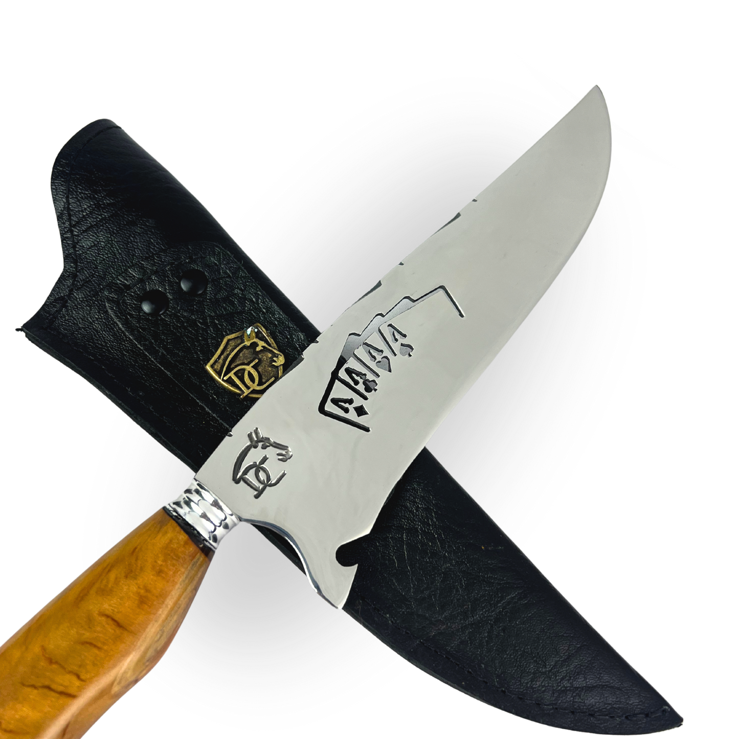 Kit Baralho Premium - Tábua Ás de Copas + Faca 8 Polegadas - Caixa Presente Exclusiva