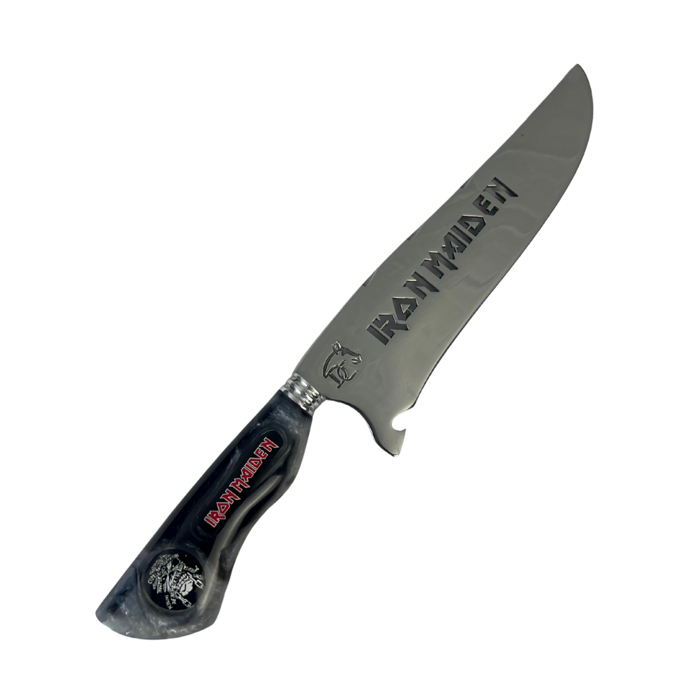 Kit Faca, Garfo e Chaira 8" Iron Maiden - Cabo Resina Personalizado