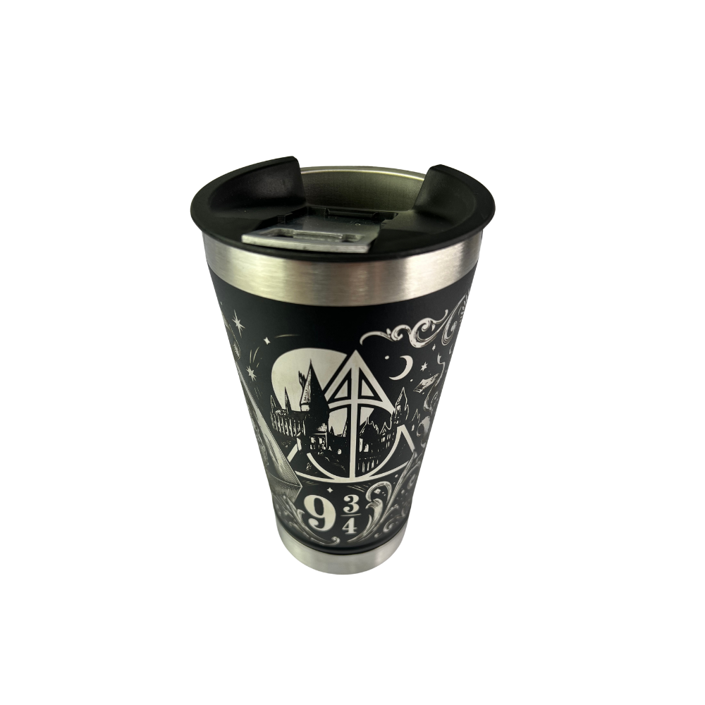 Copo Térmico Harry Potter - vista superior Hogwarts e plataforma 9¾