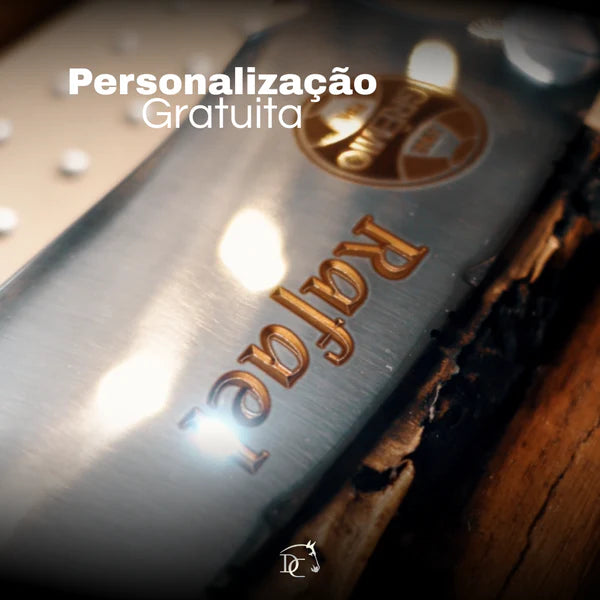 Faca Artesanal para Churrasco 8" Lâmina Vazada - Quem Pesca Vive Mais