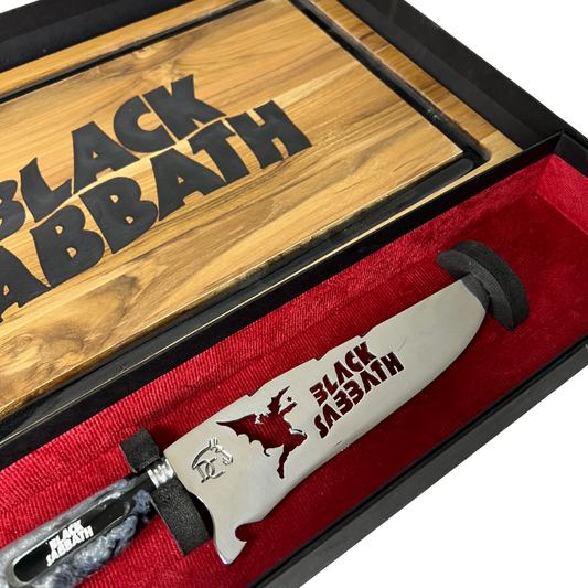 Kit Churrasco Black Sabbath - Faca 8" + Tábua Personalizada