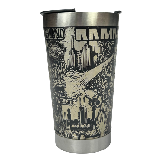 Kit Rammstein - Faca 8" + Copo Térmico - Gravação a Laser 360° | Doma Crioula Cutelaria Artesanal