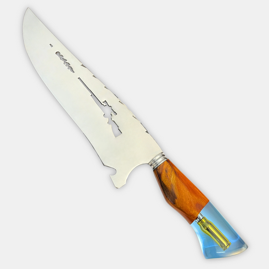 Faca Sniper 10" resina azul – lâmina vazada