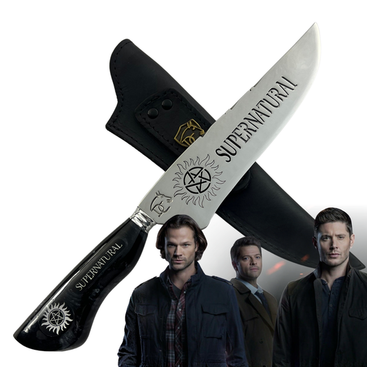 Faca artesanal Supernatural Doma Crioula com símbolos anti-possessão