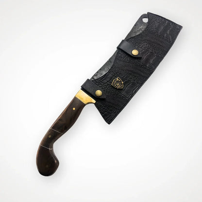 Cutelo Brutforj Artesanal 9" Aço Carbono Forjado - Cabo Madeira Nobre Guarda Latão