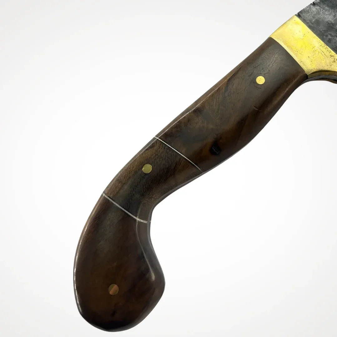 Cutelo Brutforj Artesanal 9" Aço Carbono Forjado - Cabo Madeira Nobre Guarda Latão