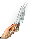 Kit Artesanal 10" 3 Peças (Garfo + Faca + Chaira) - Cabo Híbrido Madeira e Resina com Nossa Senhora