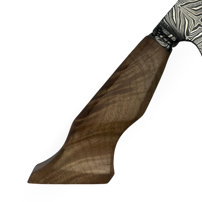 Faca Damasco Padrão Mosaico 8 Polegadas - Cabo Madeira Spalted - Peça Única Exclusiva
