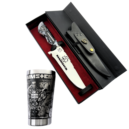 Kit Rammstein - Faca 8" + Copo Térmico - Gravação a Laser 360°