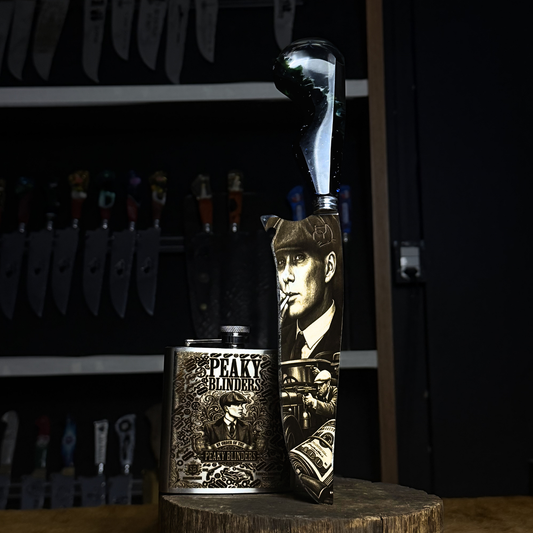 Kit Peaky Blinders - Faca 8" + Cantil - Gravação a Laser