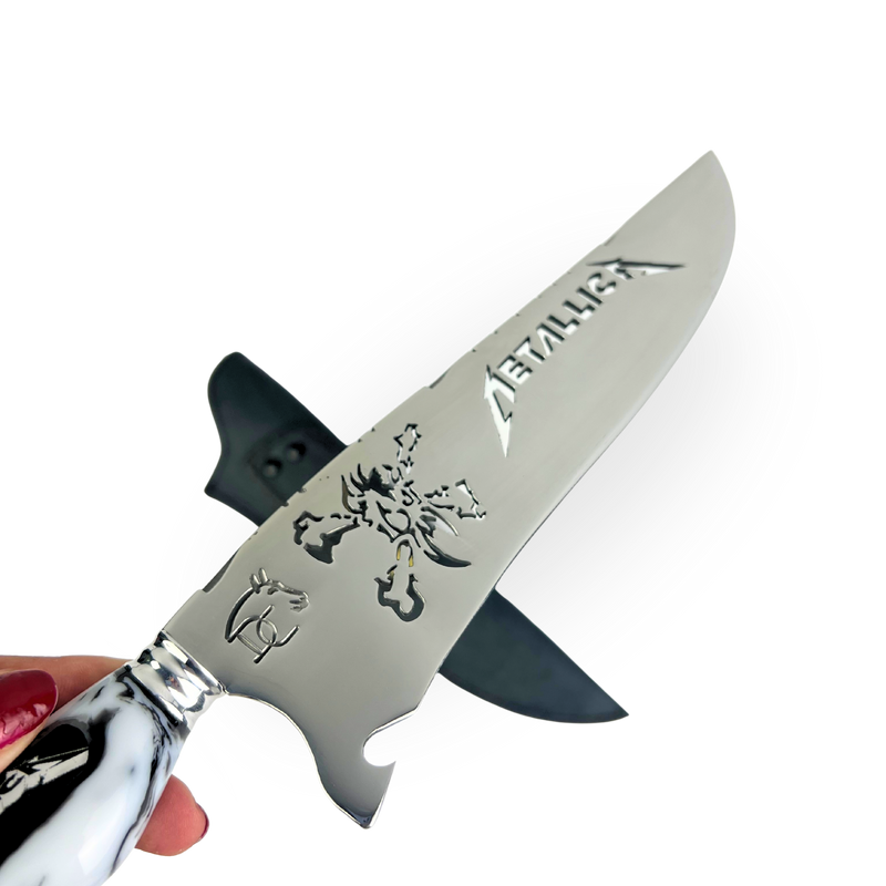 Faca Metallica 8 Polegadas - Cabo Resina Personalizado - Edição Limitada Heavy Metal