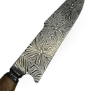 Faca Damasco Padrão Mosaico 8 Polegadas - Cabo Madeira Spalted - Peça Única Exclusiva