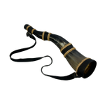 Berrante Artesanal em Chifre de Boi Natural - Acabamento em Couro com Detalhes Dourados - Tradição Gaúcha