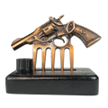 Garra em Formato de Arma Bronze com Suporte - Acabamento Cobre Envelhecido - Base Madeira Preta