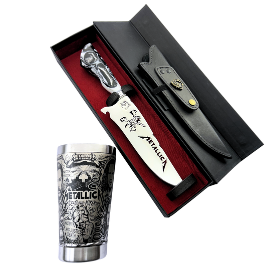 Kit Metallica - Faca 8" + Copo Térmico - Gravação a Laser 360°
