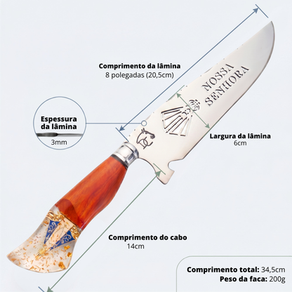Faca Manto Dourado 8" – Nossa Senhora