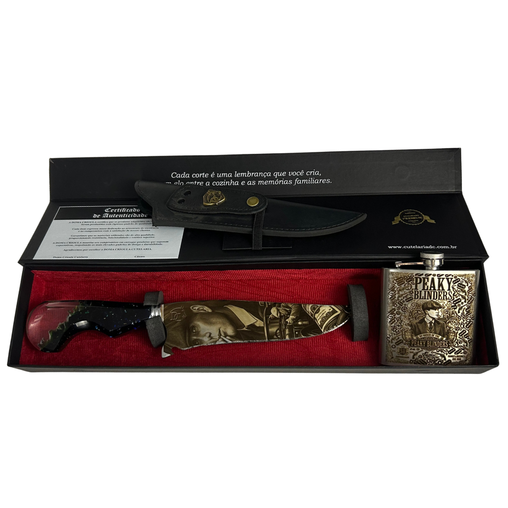 Kit Peaky Blinders - Faca 8" + Cantil - Gravação a Laser
