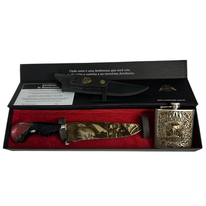Kit Peaky Blinders - Faca 8" + Cantil - Gravação a Laser
