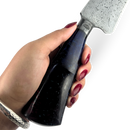 Faca Artesanal Damasco 39cm - Cabo Resina Azul - Peça Exclusiva