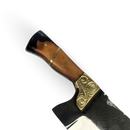 Faca Exclusiva Forjada Trilho de Trem 18 Polegadas - Cabo Madeira Nó de Pinho com Resina - Peça Única