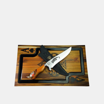 Kit Churrasco Tábua e Faca 8" - Baralho Premium