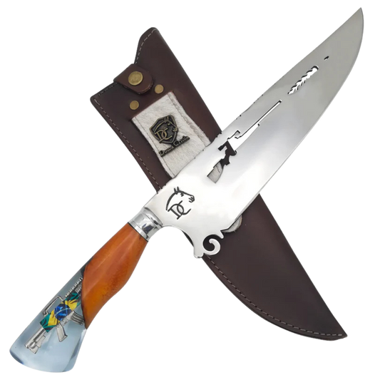 Faca Artesanal para Churrasco 10" Bandeira do Brasil - Cutelaria Gaúcha Patriótica