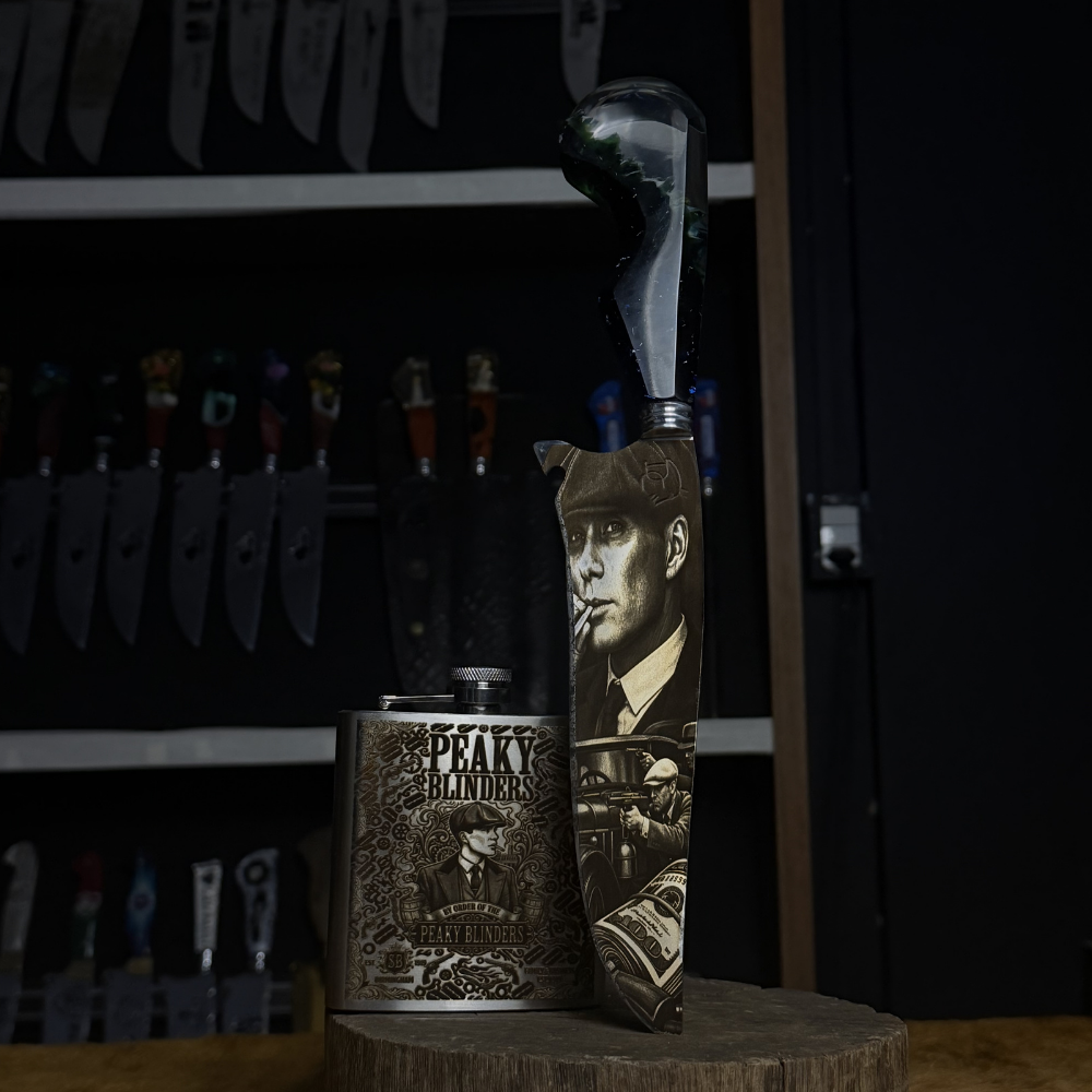 Kit Peaky Blinders - Faca 8" + Cantil - Gravação a Laser