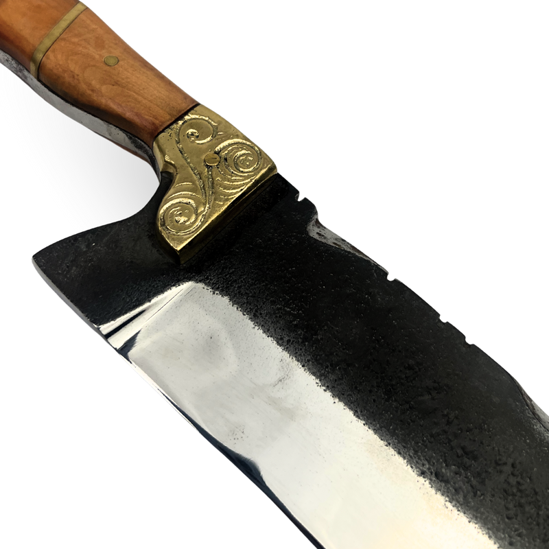 Faca Exclusiva Forjada Trilho de Trem 18 Polegadas - Cabo Madeira Nó de Pinho com Resina - Peça Única