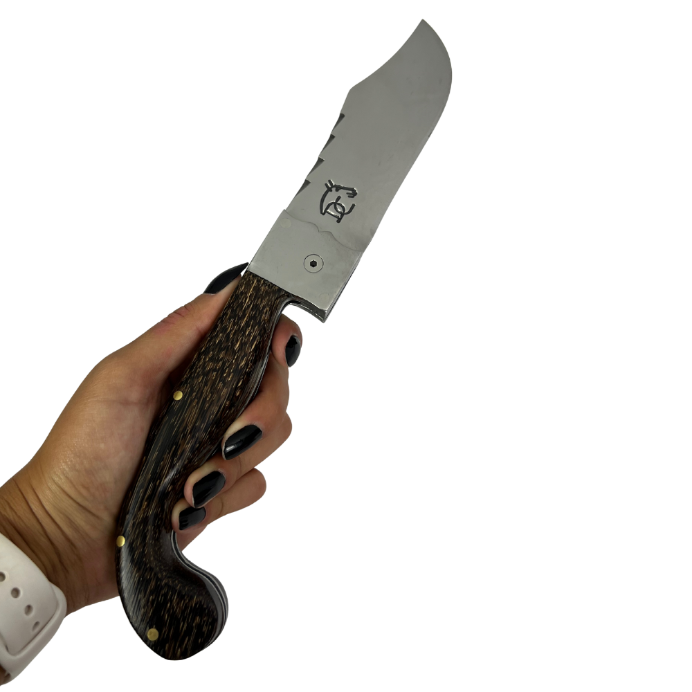 Canivete Artesanal Sorocabana 28cm total - Cabo Madeira Tucumã - Lâmina Larga Premium