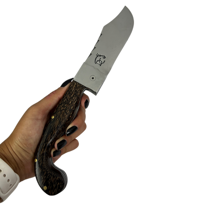 Canivete Artesanal Sorocabana 28cm total - Cabo Madeira Tucumã - Lâmina Larga Premium