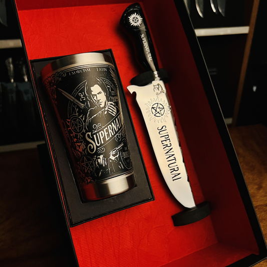 Kit Presente Supernatural - Faca + Copo Térmico - Gravação a Laser 360°