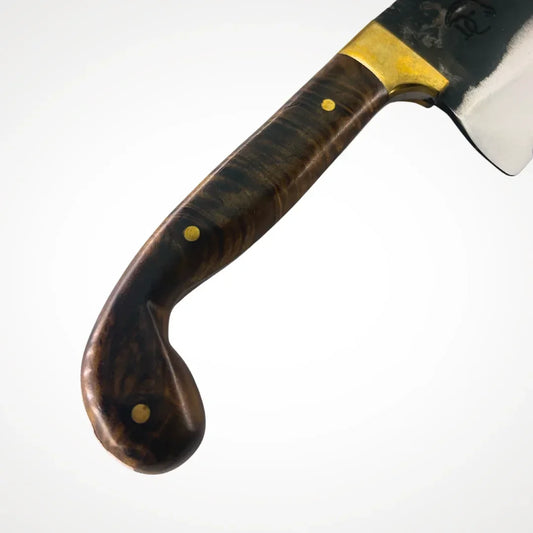 Cutelo Artesanal Brutforj 8" Aço Inox 420C Polido - Cabo Madeira Guarda Latão | Doma Crioula Cutelaria Artesanal