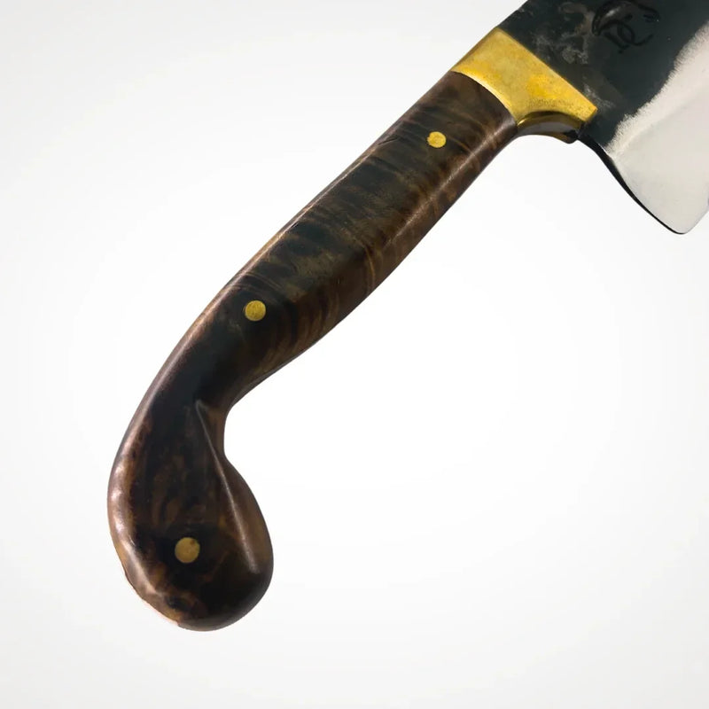 Cutelo Artesanal Brutforj 8" Aço Inox 420C Polido - Cabo Madeira Guarda Latão