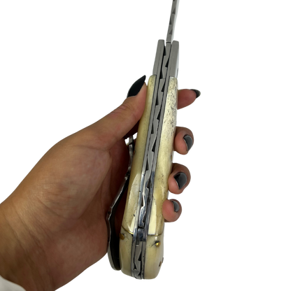 Canivete Artesanal Sorocabana 28cm total - Cabo Osso Natural - Lâmina Larga Premium