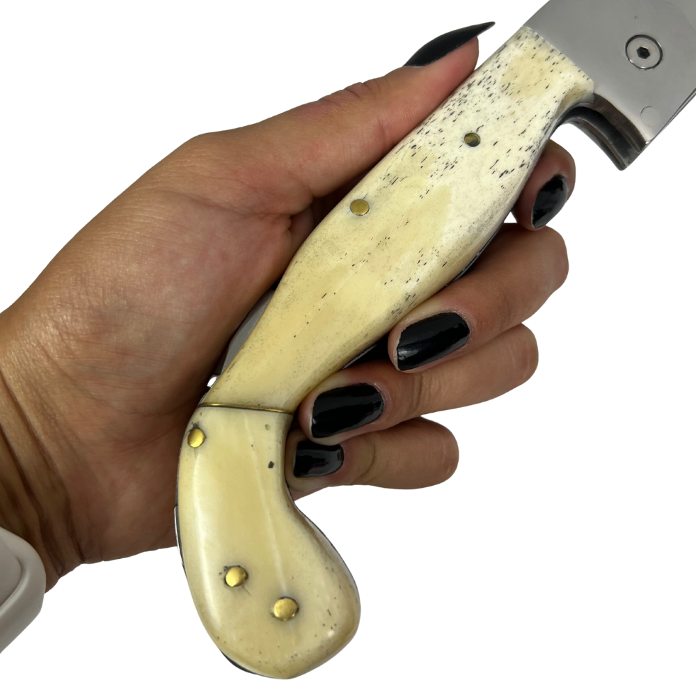 Canivete Artesanal Sorocabana 28cm total - Cabo Osso Natural - Lâmina Larga Premium