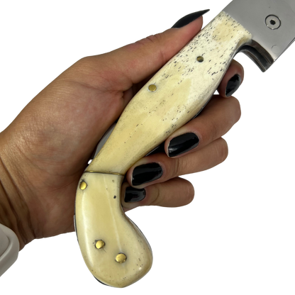 Canivete Artesanal Sorocabana 28cm total - Cabo Osso Natural - Lâmina Larga Premium
