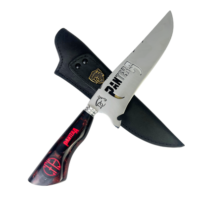 Faca Pantera 8 Polegadas Preta e Vermelha | Lâmina Vazada | Cabo Resina