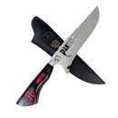 Faca Pantera 8 Polegadas Preta e Vermelha | Lâmina Vazada | Cabo Resina