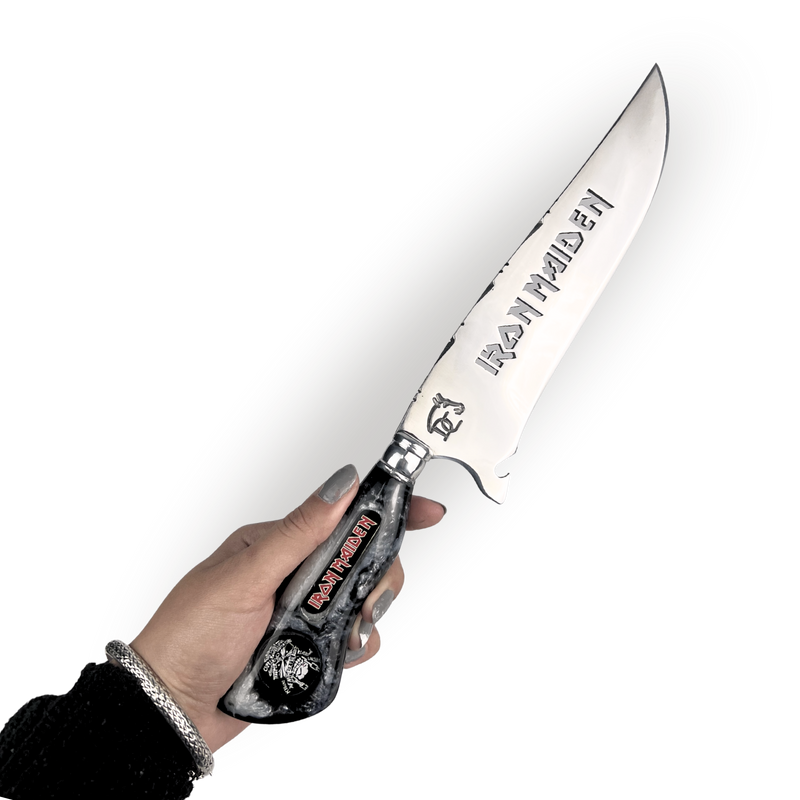 Picanheira Iron Maiden 8 Polegadas - Cabo Resina Personalizado - Edição Especial Rock