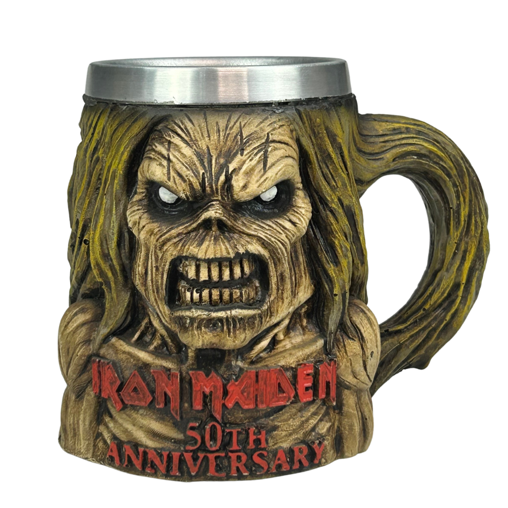 Caneca Artesanal Caveira Rock - Peça Única