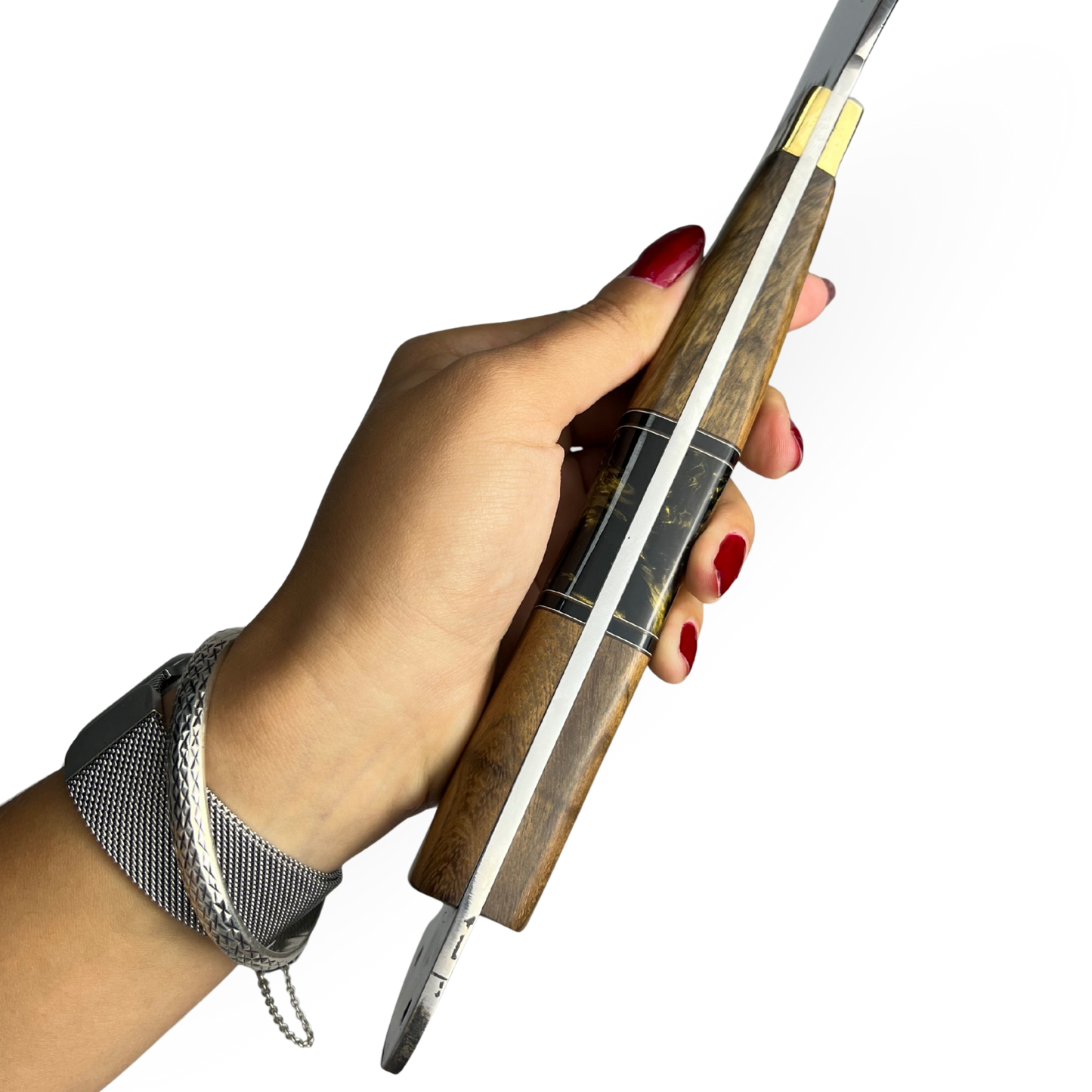 Machado Artesanal 39cm - Cabo Full Tang Madeira e Resina com Quebra Gelo | Doma Crioula Cutelaria Artesanal