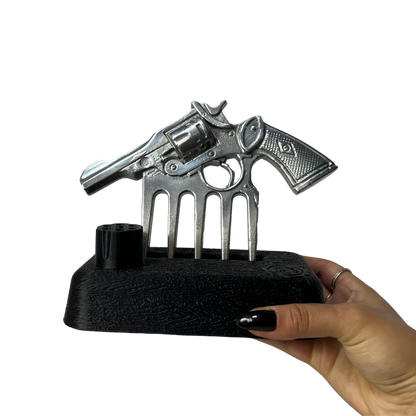 Garra em Formato de Arma Prata com Suporte