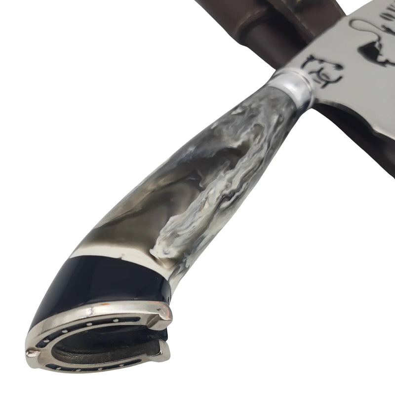 Faca Artesanal para Churrasco 8" Tema Pesca - Cutelaria Gaúcha Cabo Chifre Bovino
