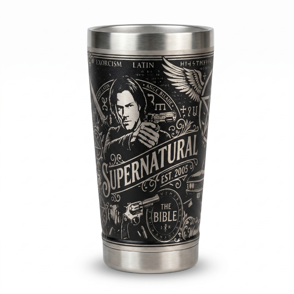 Kit Presente Supernatural - Faca + Copo Térmico - Gravação a Laser 360°