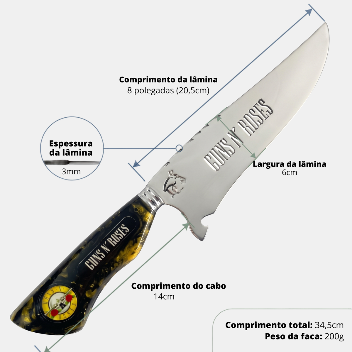 Faca Paradise City 8" – Guns N' Roses