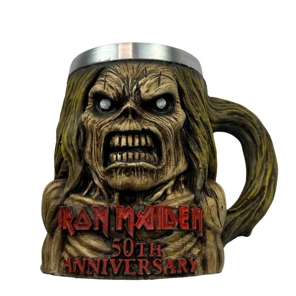Caneca Artesanal Caveira Rock - Peça Única