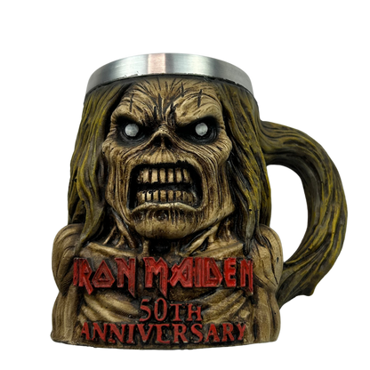 Caneca Artesanal Caveira Rock - Peça Única