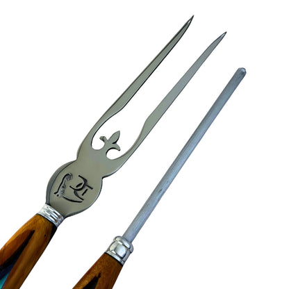 Kit Garfo e Chaira Pesca - detalhe garfo e chaira aço inox