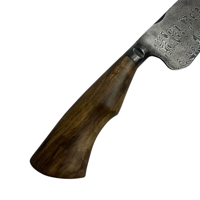 Faca Damasco Padrão Twist Torcido 10 Polegadas - Cabo Madeira Nobre - Peça Única Exclusiva